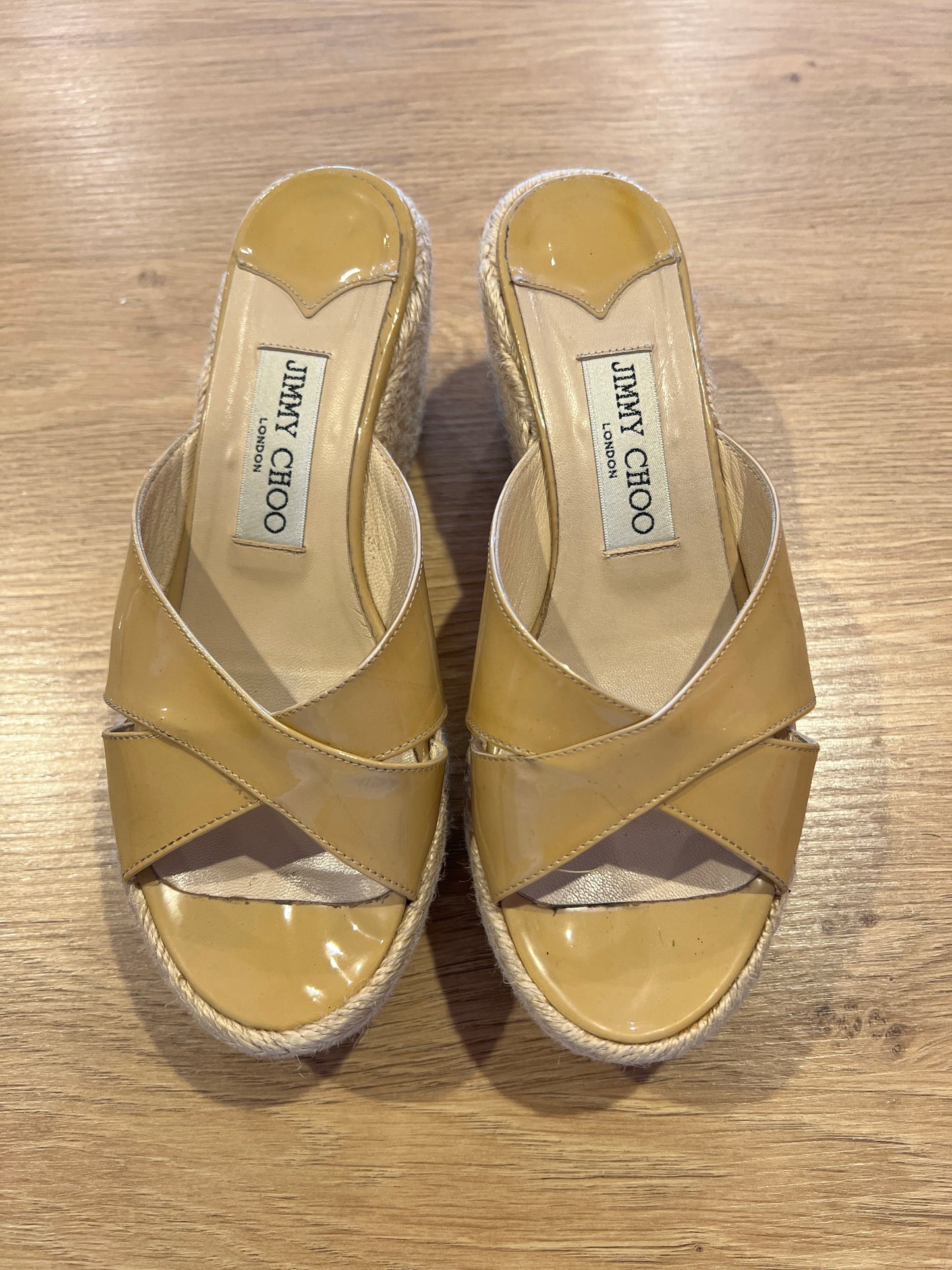 Vintage Jimmy Choo Patent Leather Espadrilles (Size 6.5)