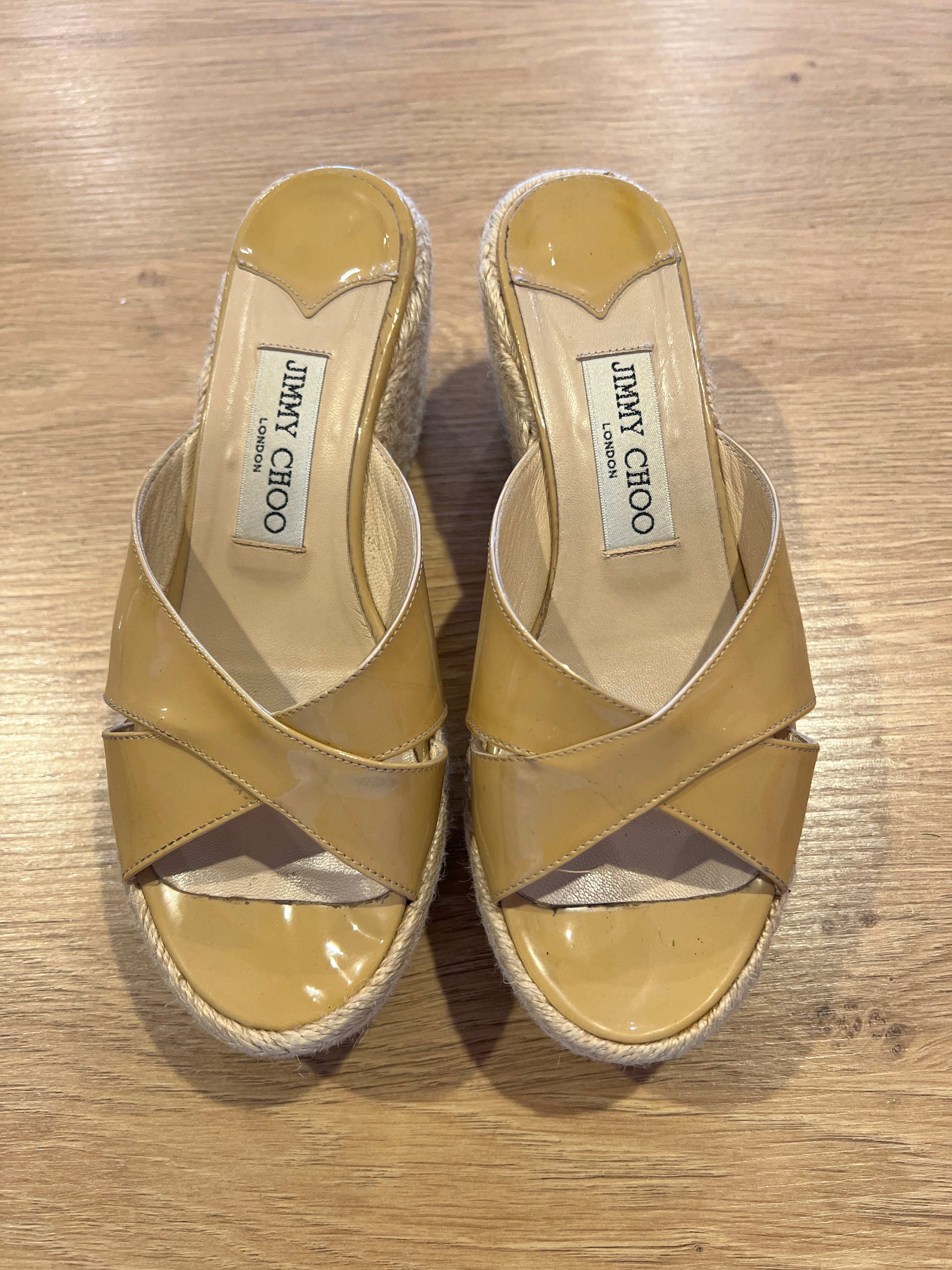 Vintage Jimmy Choo Patent Leather Espadrilles (Size 6.5)