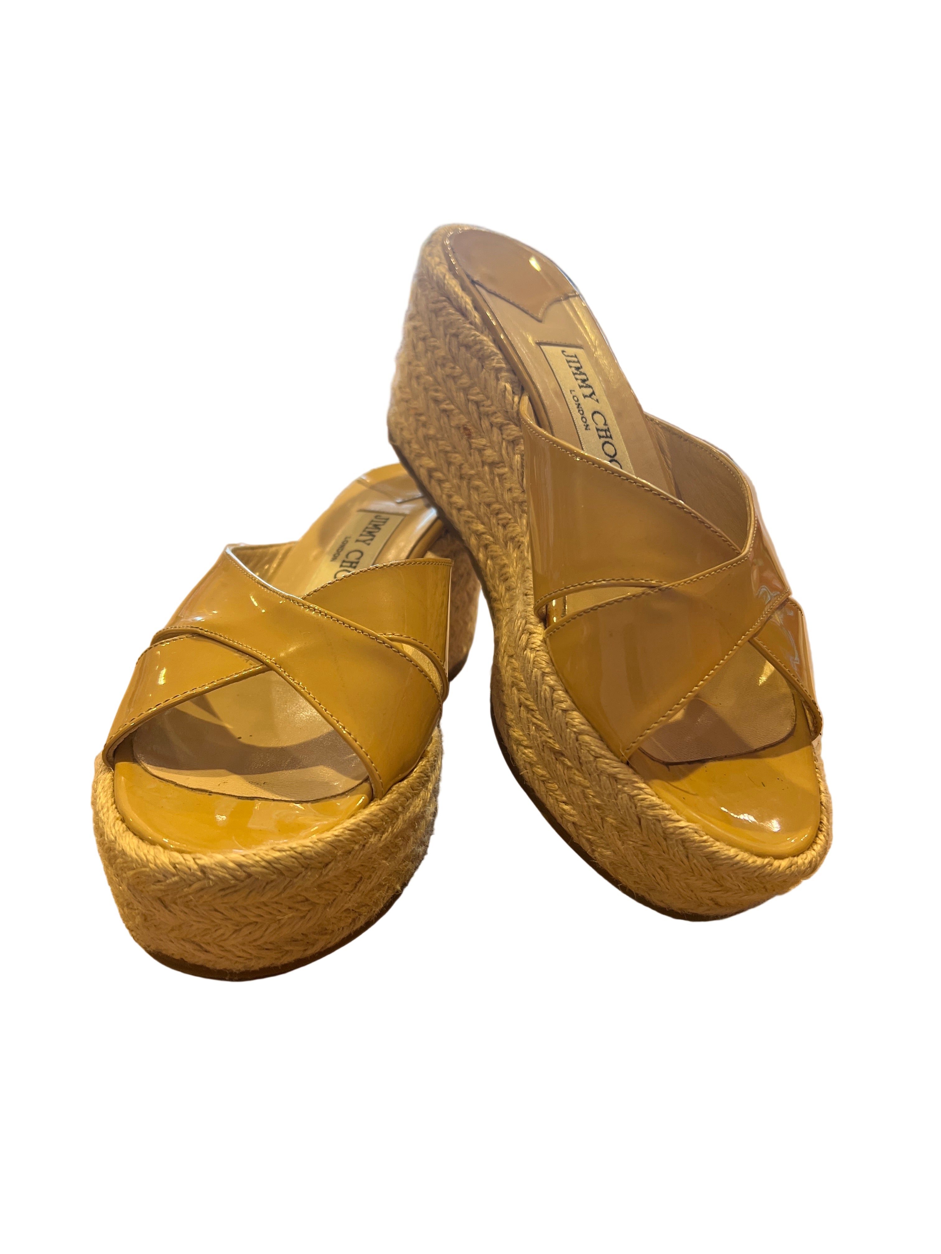 Vintage Jimmy Choo Patent Leather Espadrilles (Size 6.5)