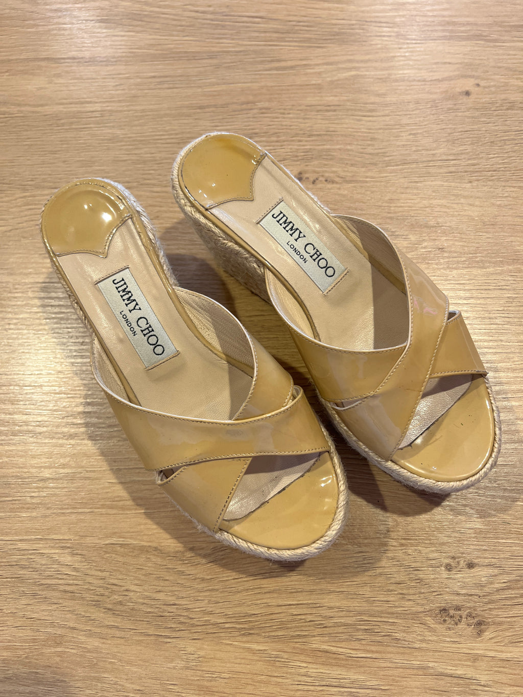 Vintage Jimmy Choo Patent Leather Espadrilles (Size 6.5)
