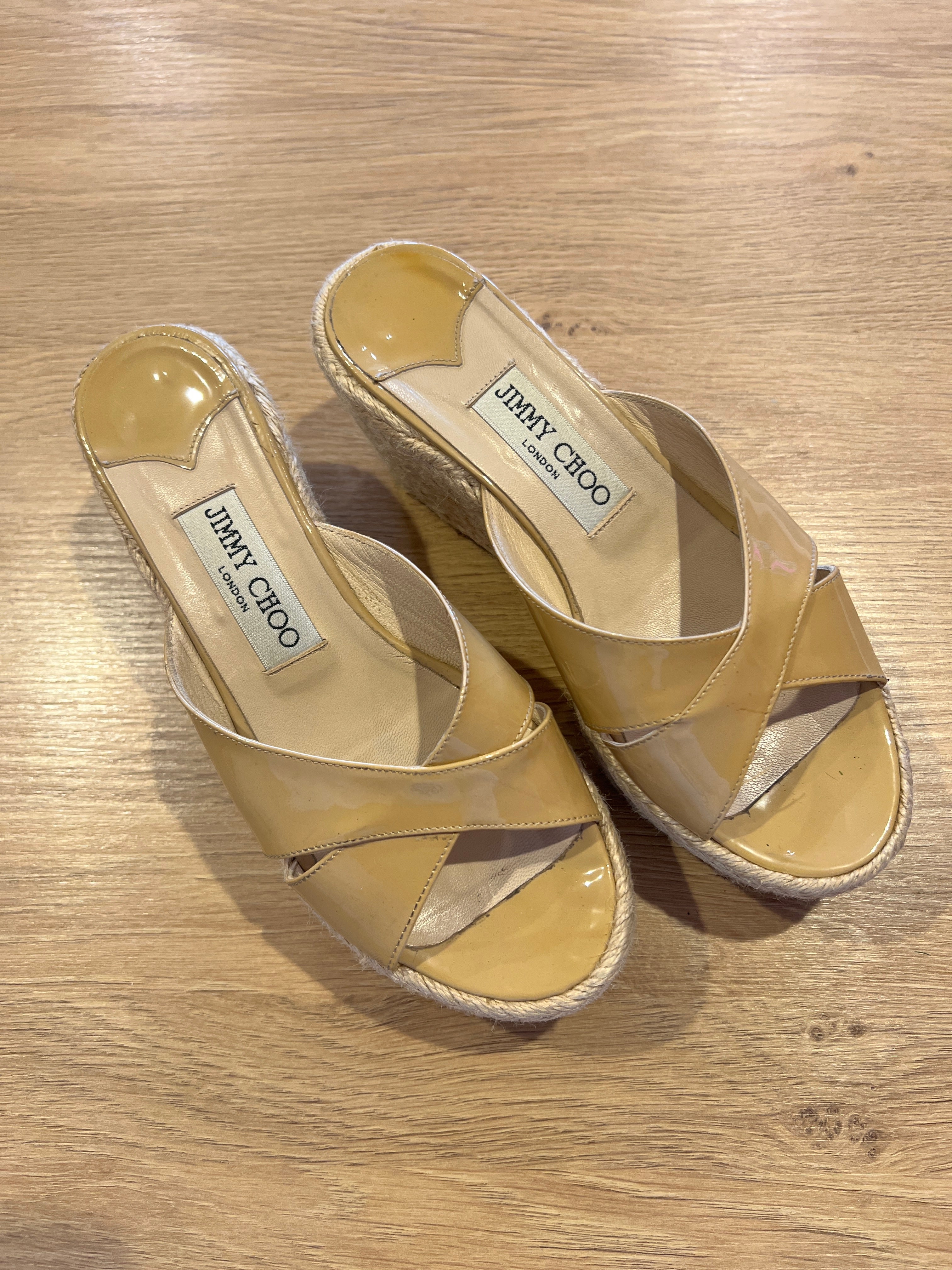 Vintage Jimmy Choo Patent Leather Espadrilles (Size 6.5)