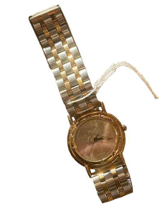Vintage Gold Bezel Numbered Watch – Two-Tone Band | Gold Inlay Dial | One-of-a-Kind 90s Timepiece