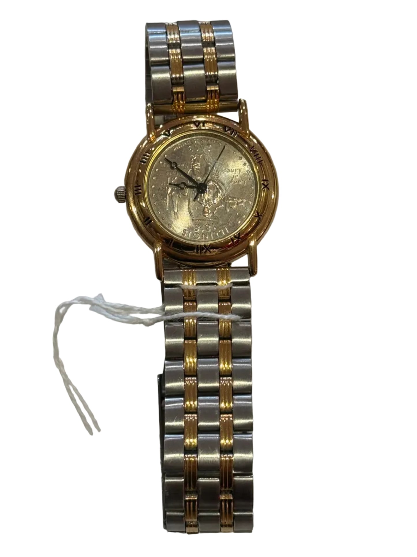 Vintage Gold Bezel Numbered Watch – Two-Tone Band | Gold Inlay Dial | One-of-a-Kind 90s Timepiece