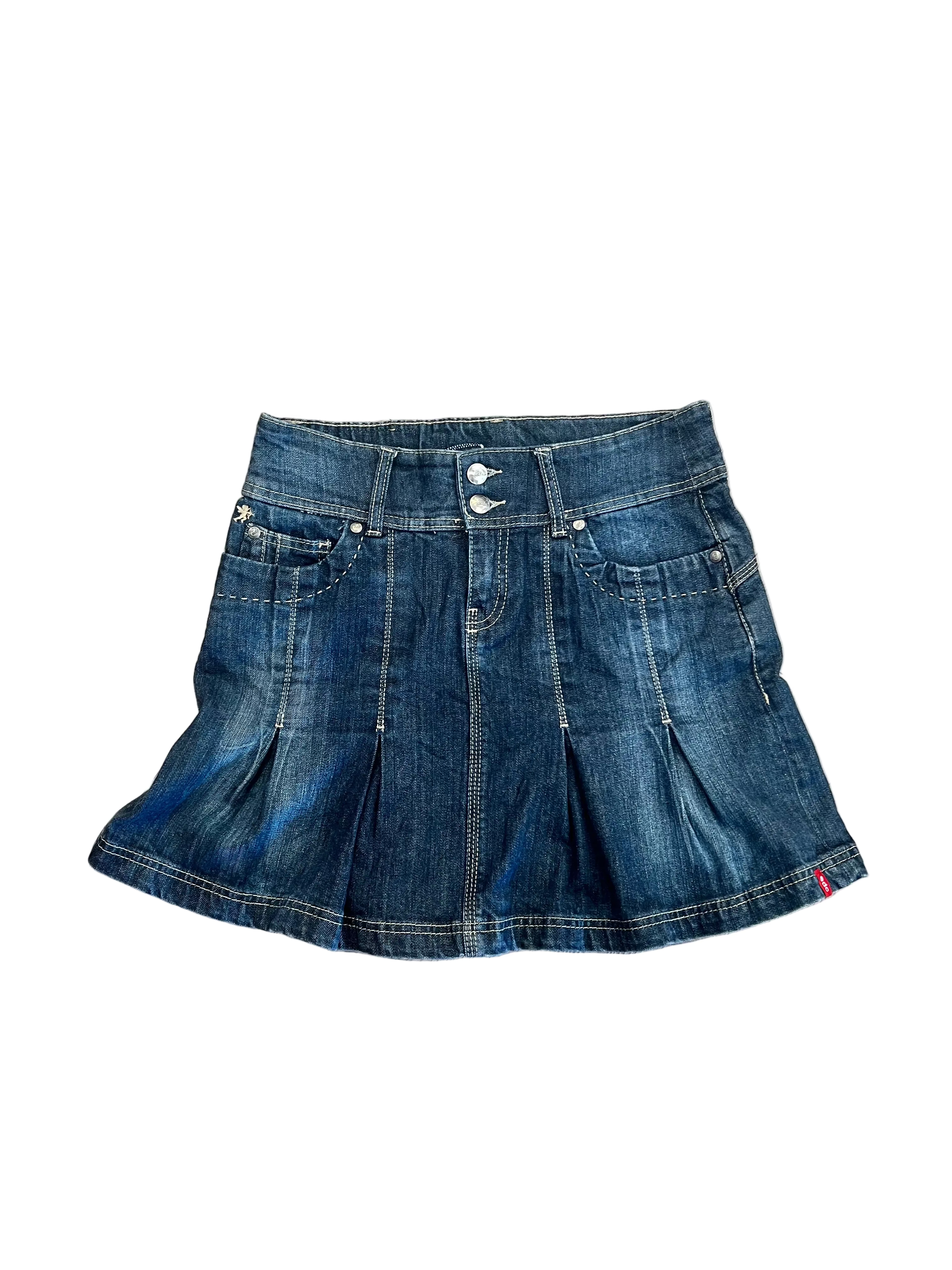 CDC by Esprit Vintage European Pleated Denim Mini Skirt