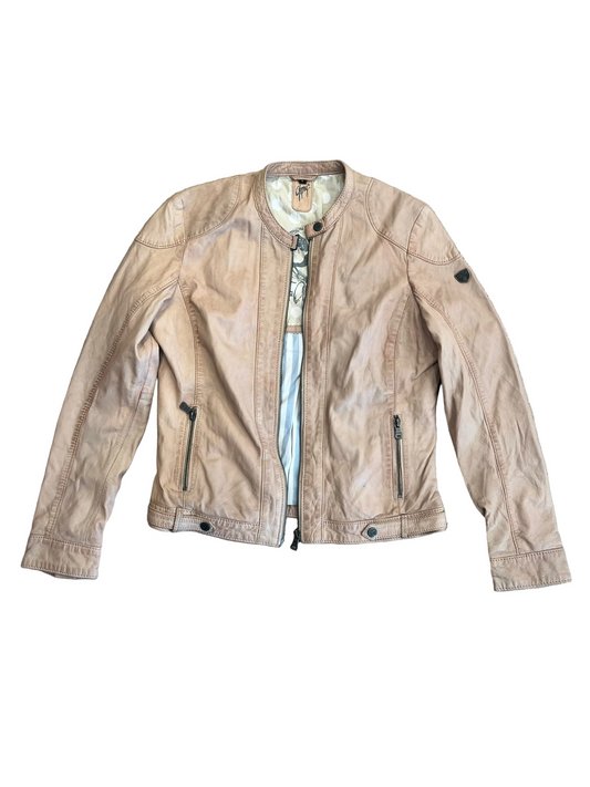 Ginny Vintage German Nude Pink Leather Jacket (100% Genuine Leather)