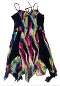 Y2K Black Abstract Colorful Asymmetrical Dress
