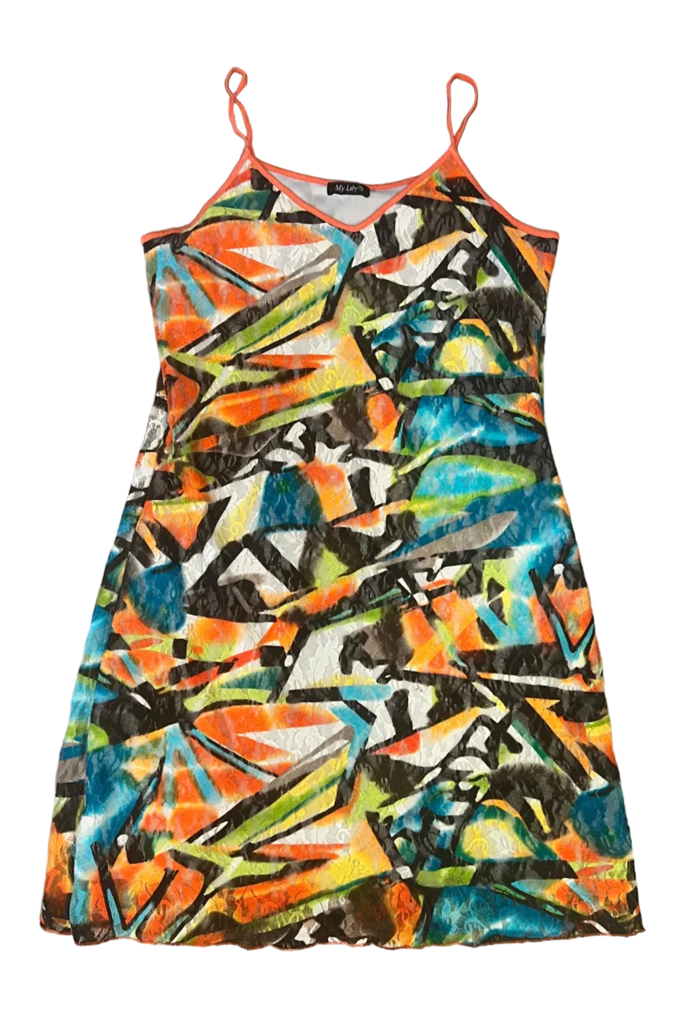 Y2K Abstract Lace Slip Dress