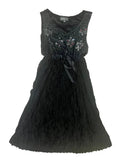 Vintage Apricot Black Sequins Mini Dress