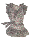 Retro Sheer Floral Mini Ruffle Dress