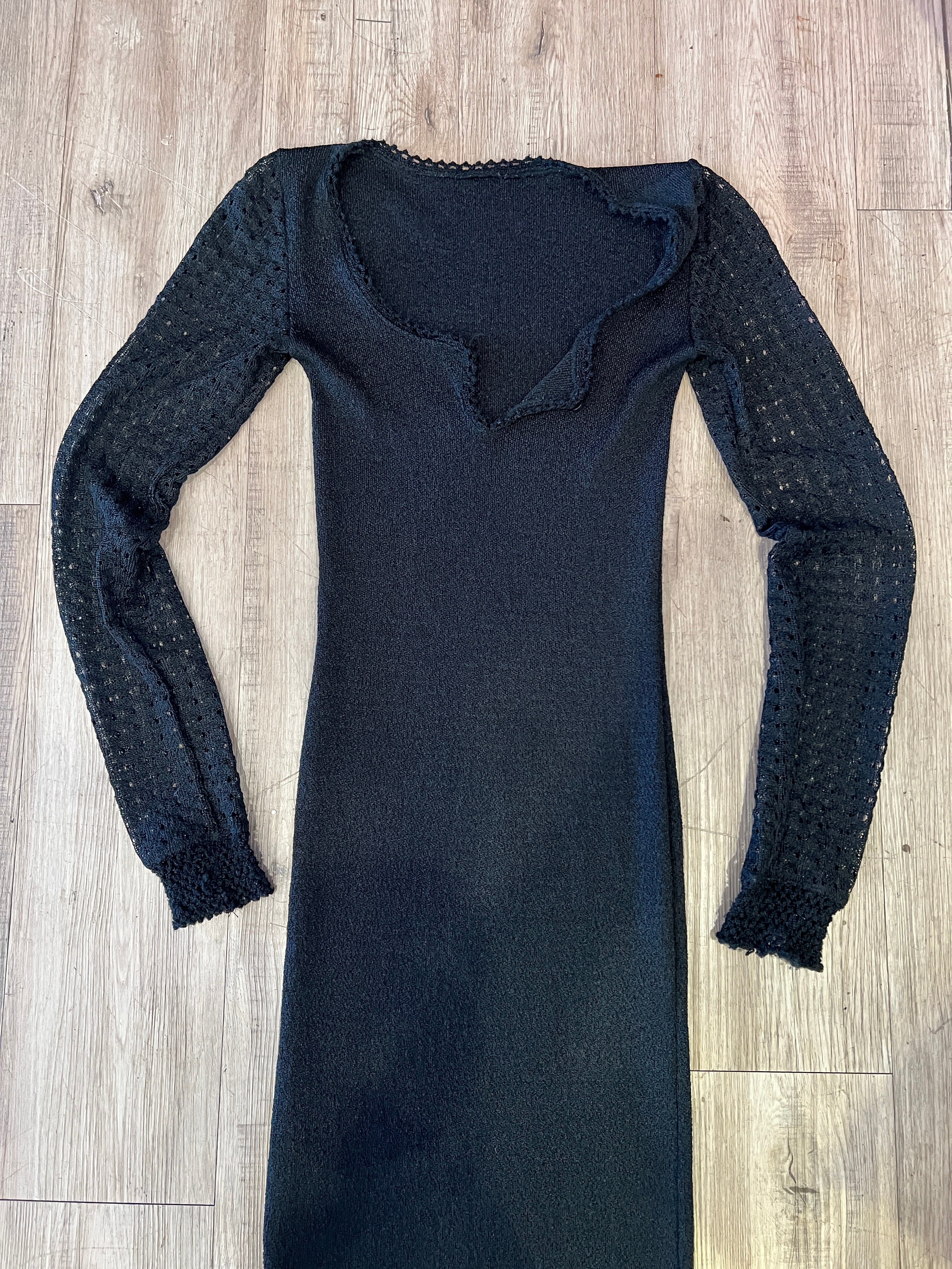 Sheer Black Knit Maxi Dress