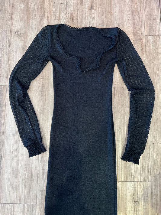 Sheer Black Knit Maxi Dress