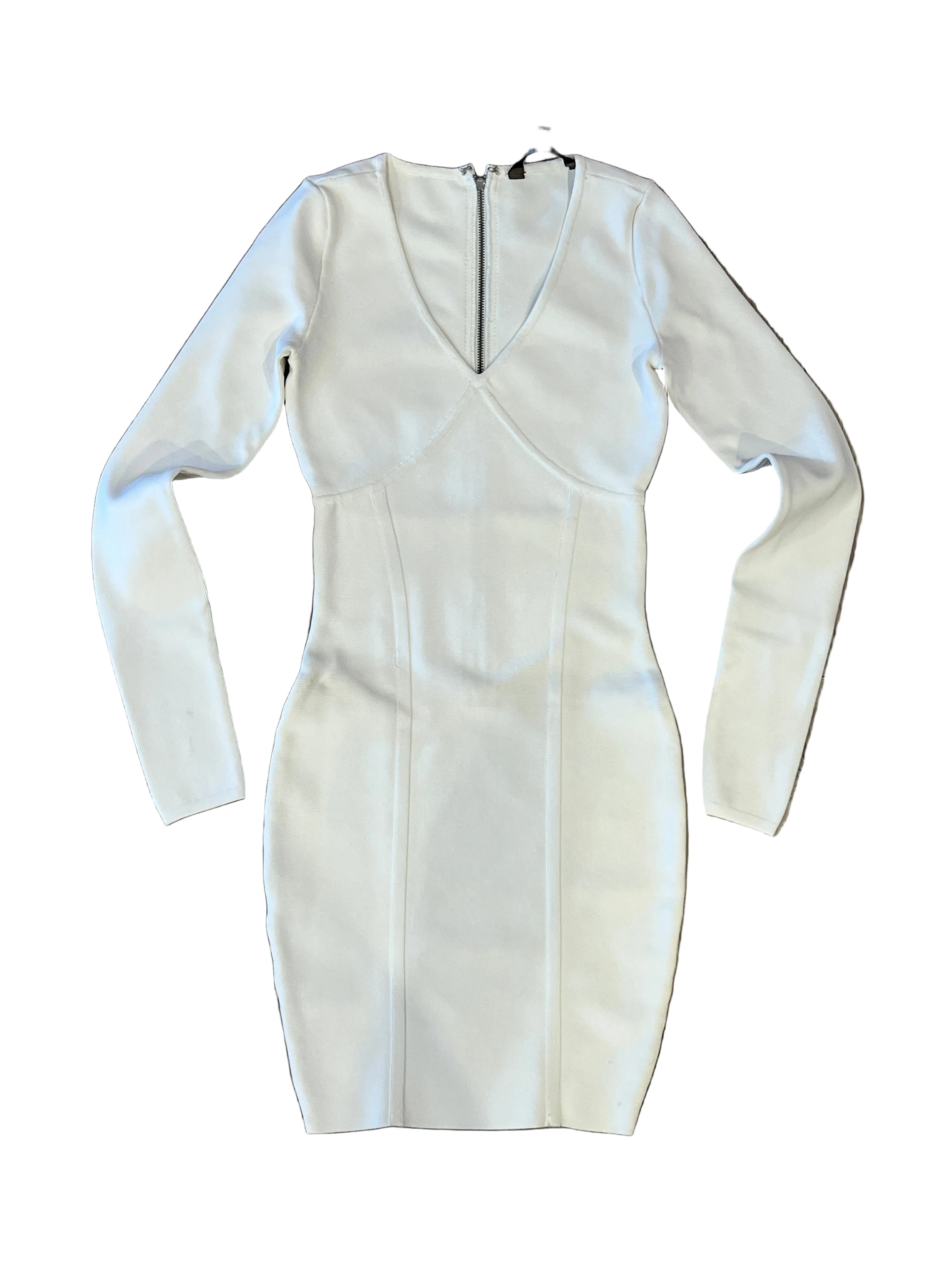 BCBG Max Azria Y2K White Long Sleeve Bandage Dress