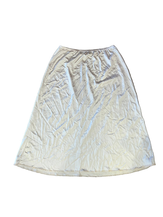 Vintage Cream Slip Skirt with Lace Trim