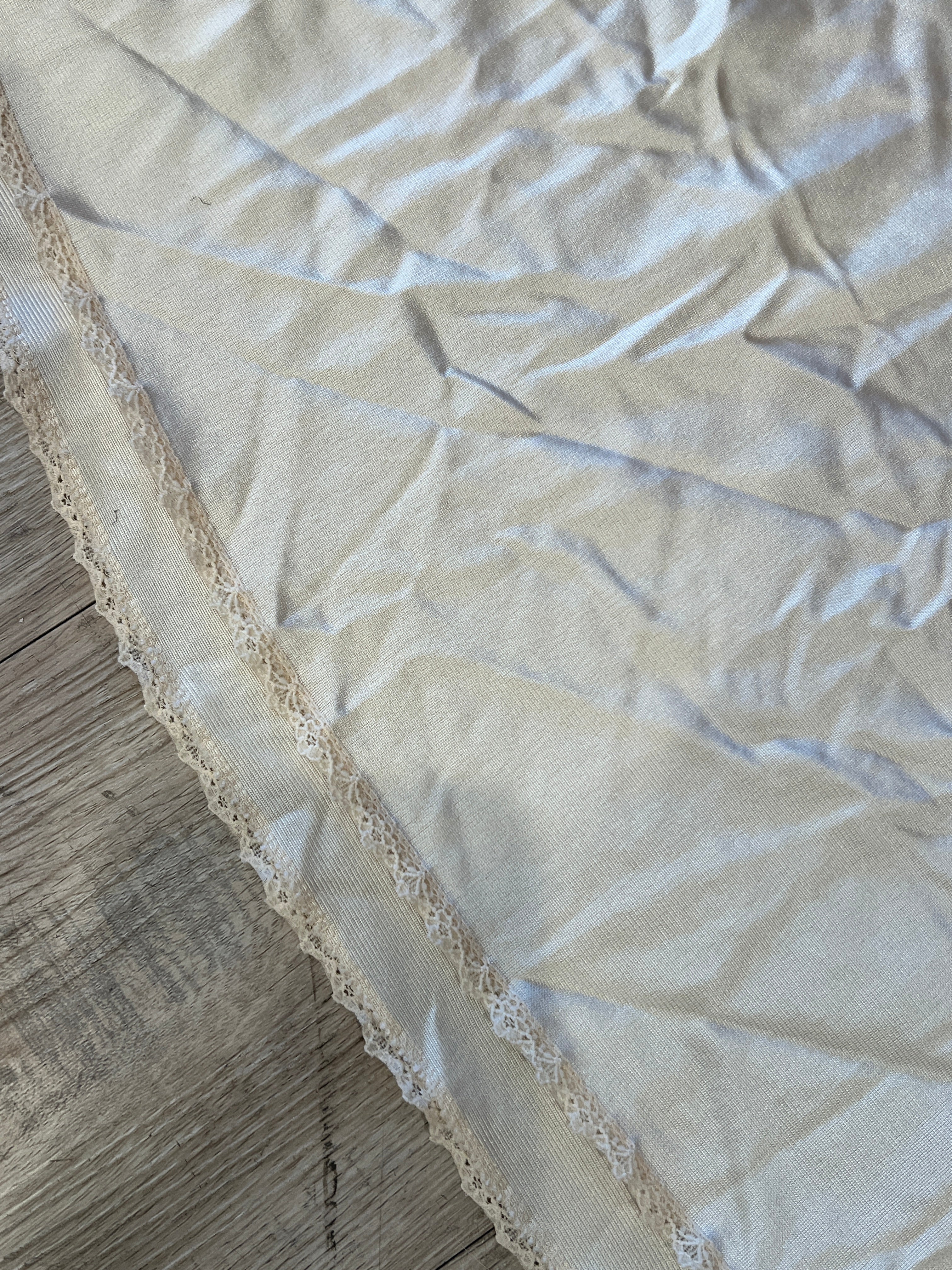 Vintage Cream Slip Skirt with Lace Trim