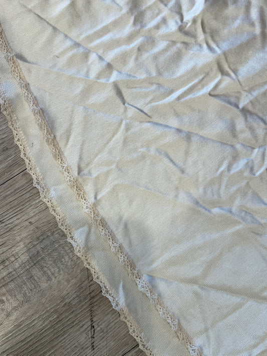 Vintage Cream Slip Skirt with Lace Trim