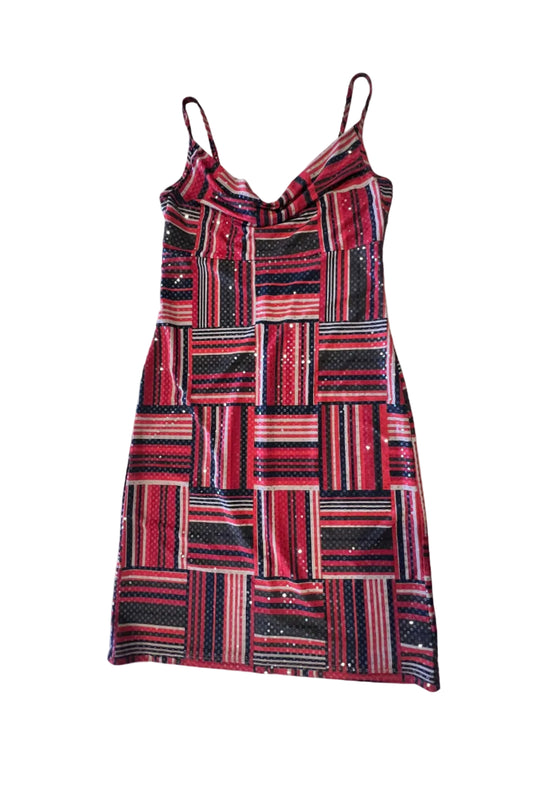 Vintage Aziz Sequins Geometric Pattern Mini Slip Dress