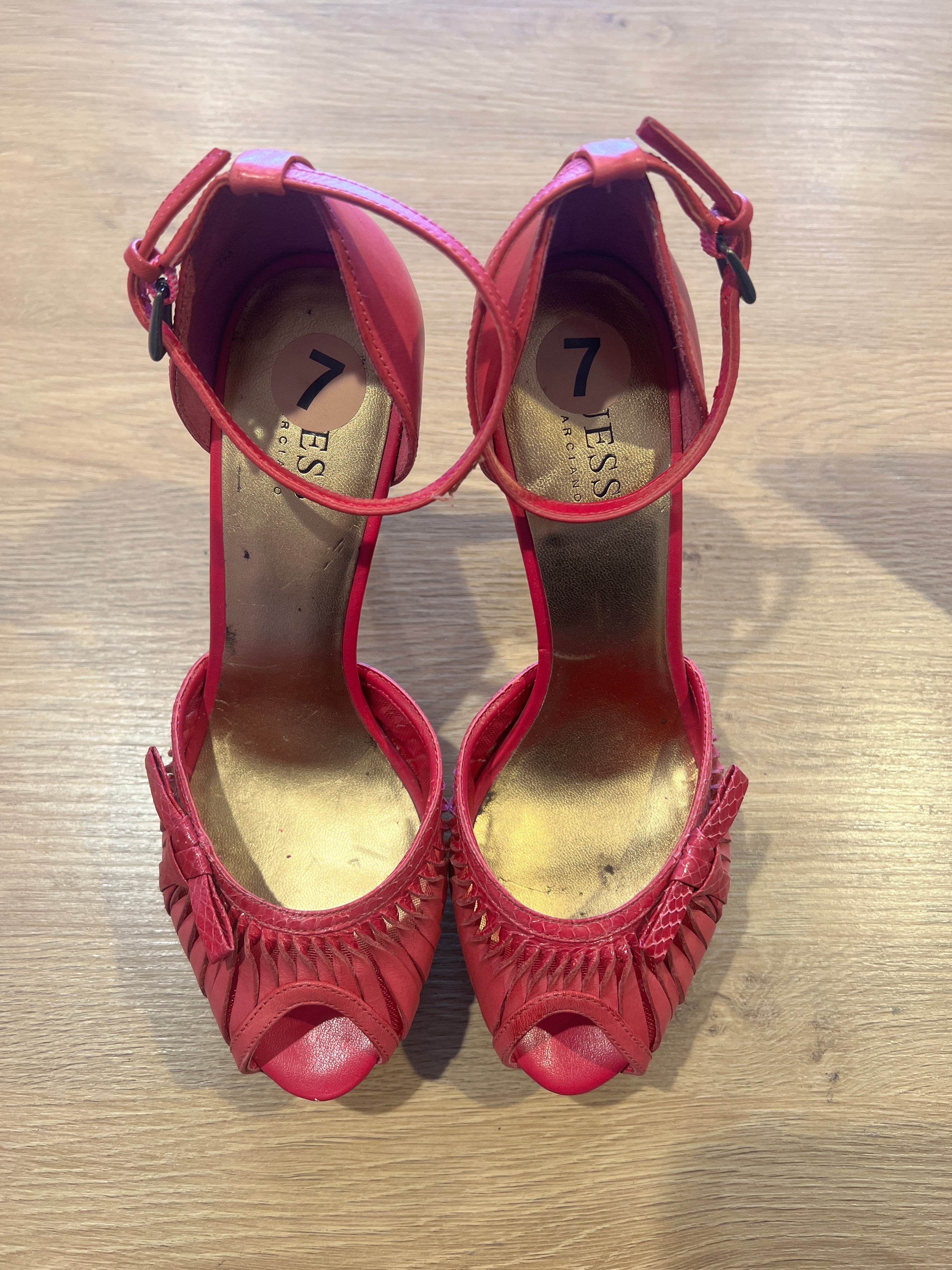 Vintage Guess Pink Bow Heels
