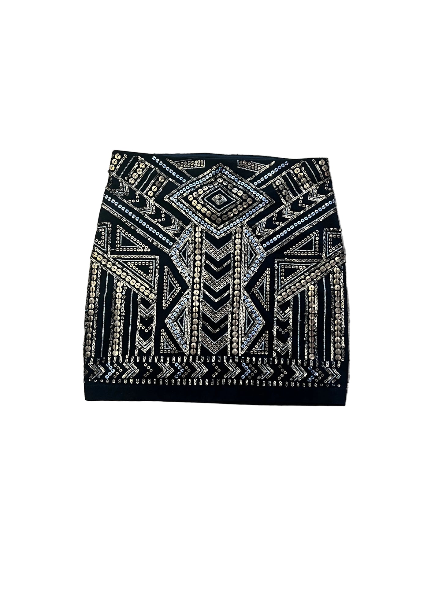 Express Geometric Sequins Black Mini Skirt
