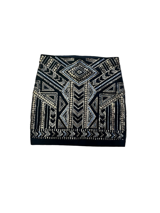 Express Geometric Sequins Black Mini Skirt
