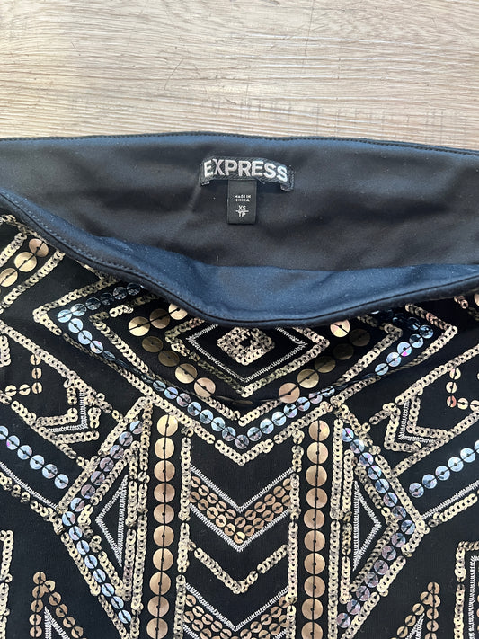 Express Geometric Sequins Black Mini Skirt