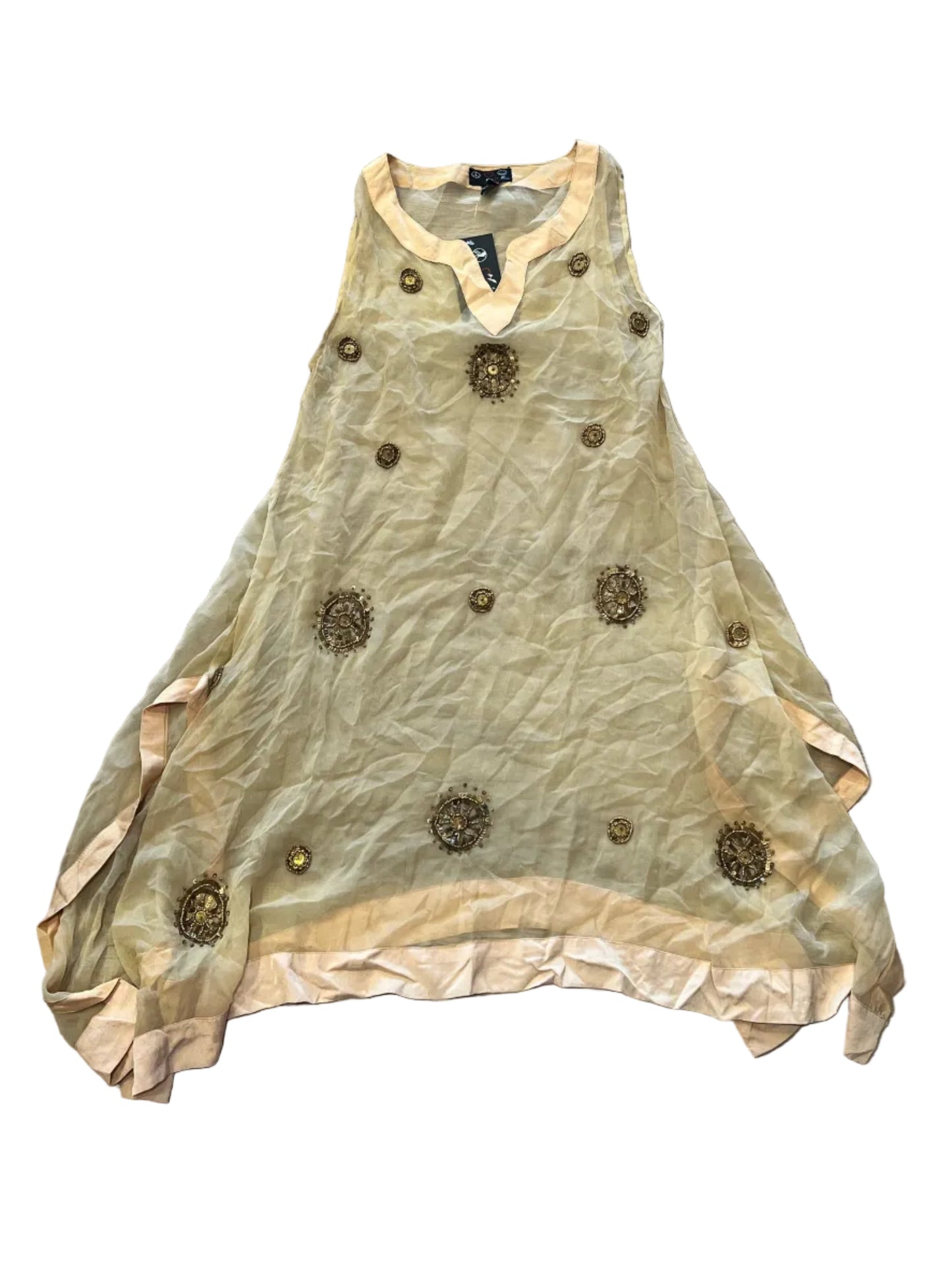 Butter Yellow Sheer Beaded Tunic