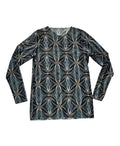 Geometric Sheer Long Sleeve Top