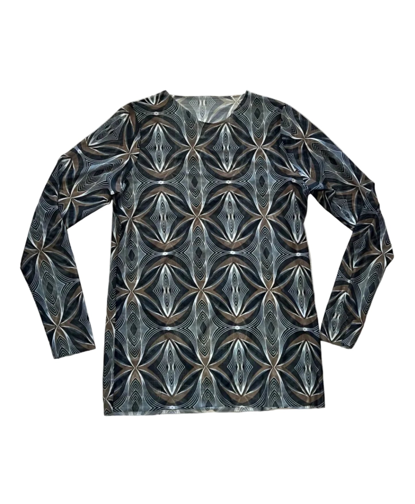 Geometric Sheer Long Sleeve Top
