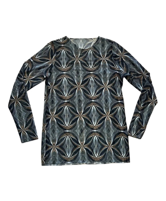 Geometric Sheer Long Sleeve Top