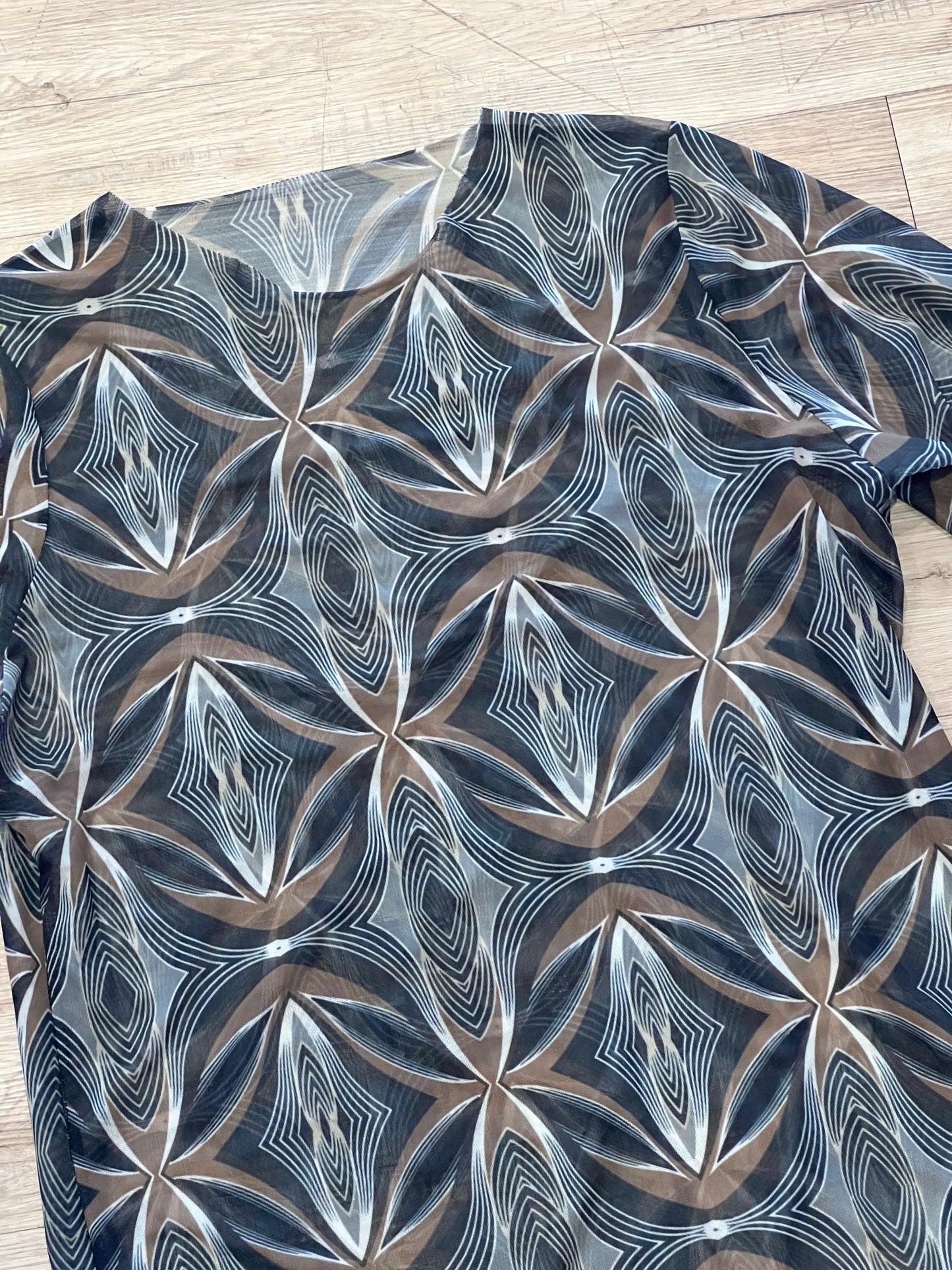 Geometric Sheer Long Sleeve Top