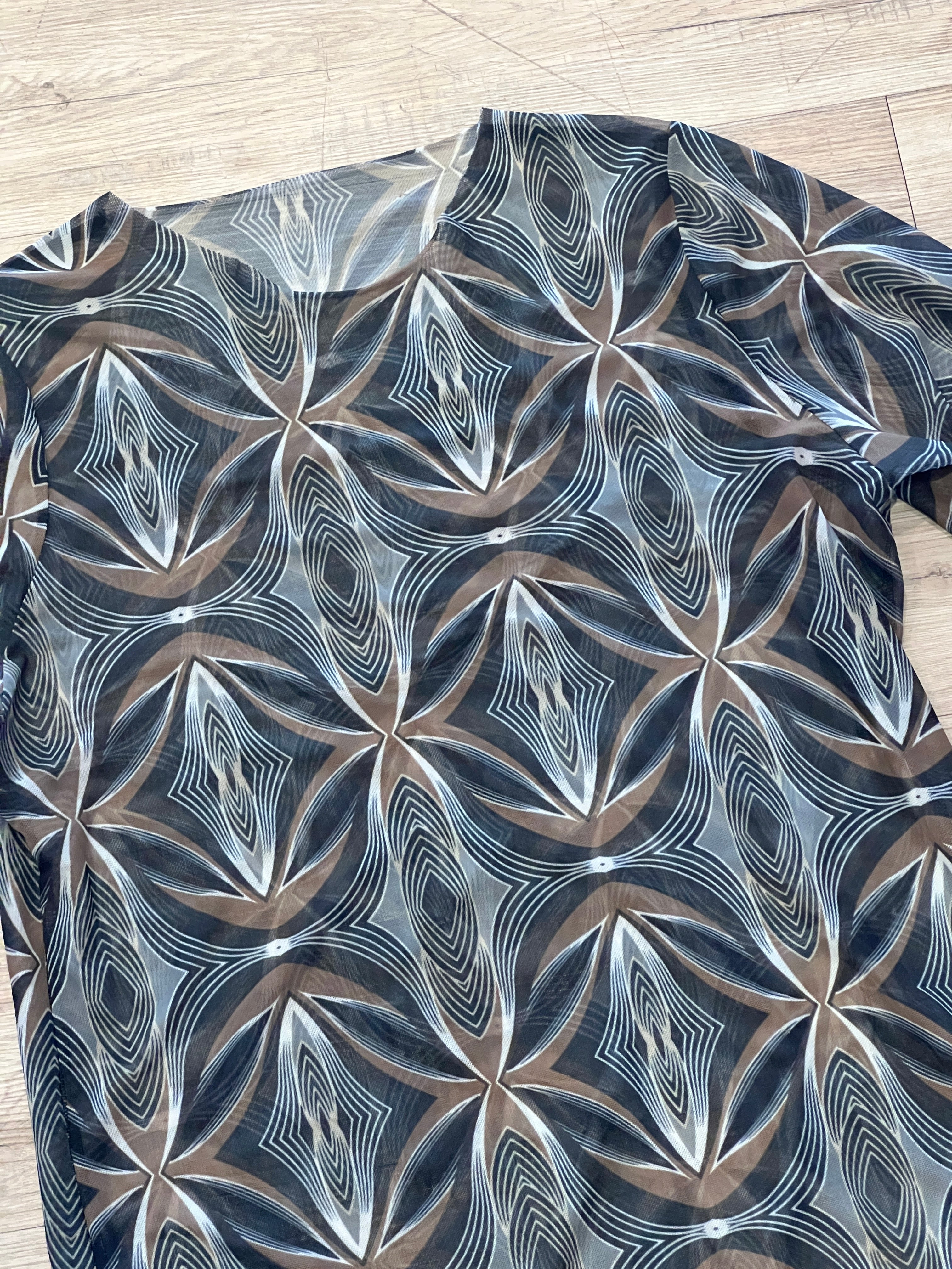 Geometric Sheer Long Sleeve Top