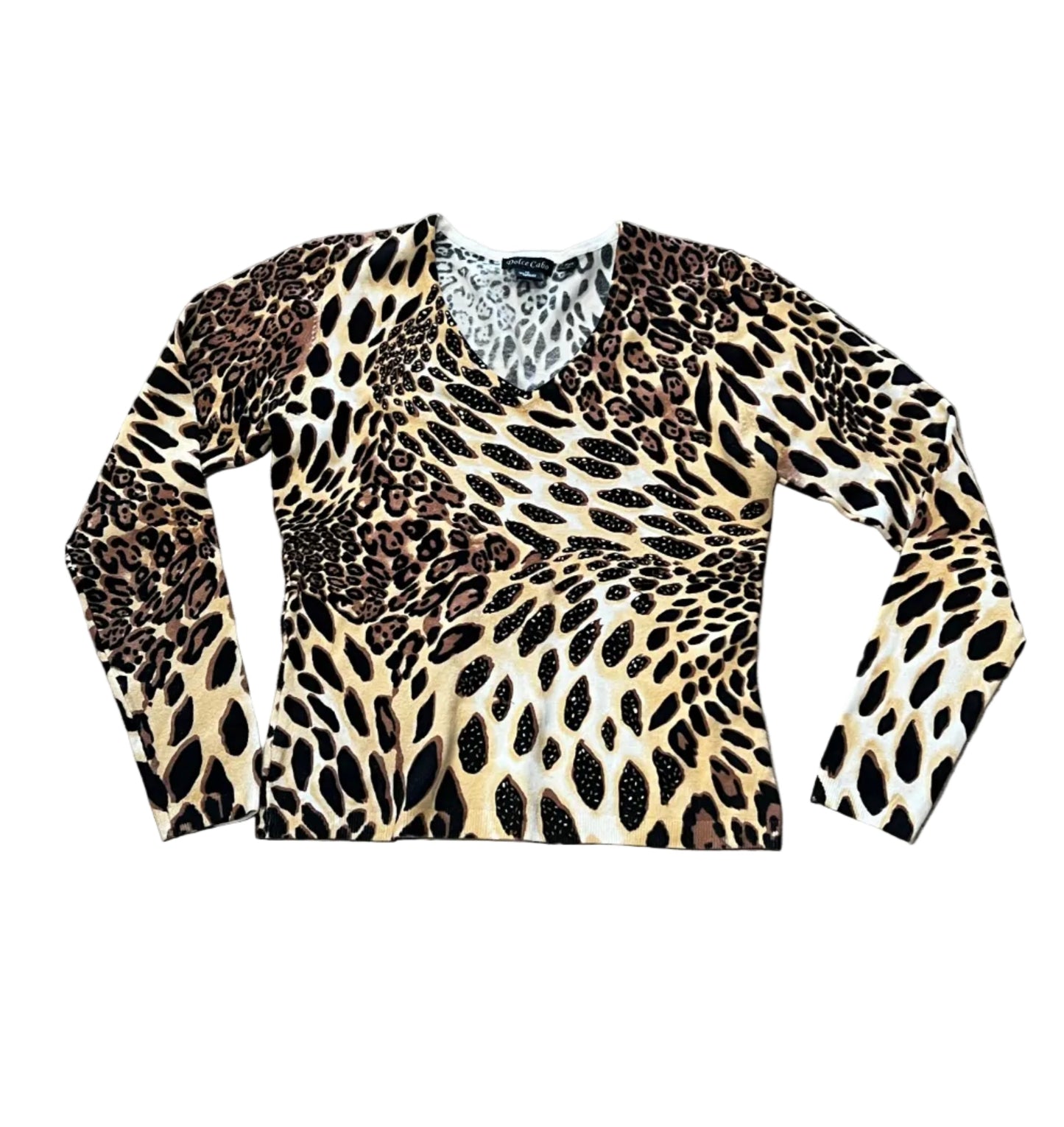 Cheetah Print Top with Rhinestone Detailing