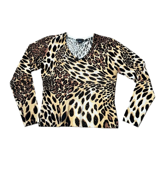 Cheetah Print Top with Rhinestone Detailing