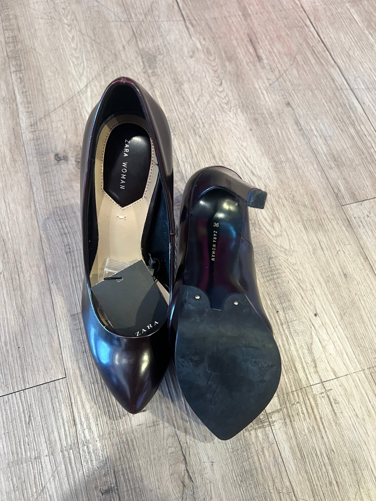 ZARA Woman Black Patent Platform Heels