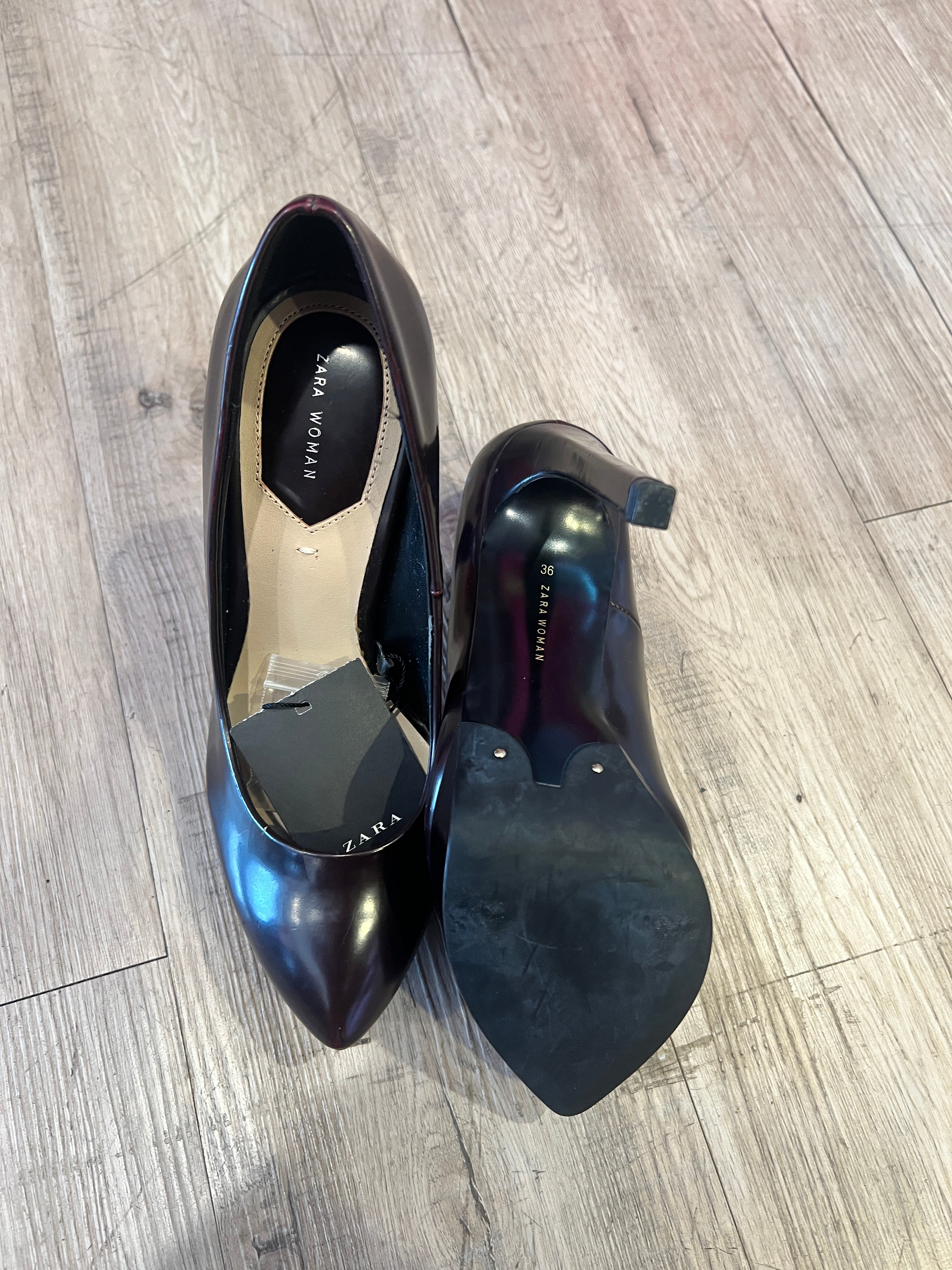 ZARA Woman Black Patent Platform Heels