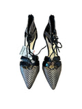 ZARA Snakeskin Lace-Up Pointed Toe Heels