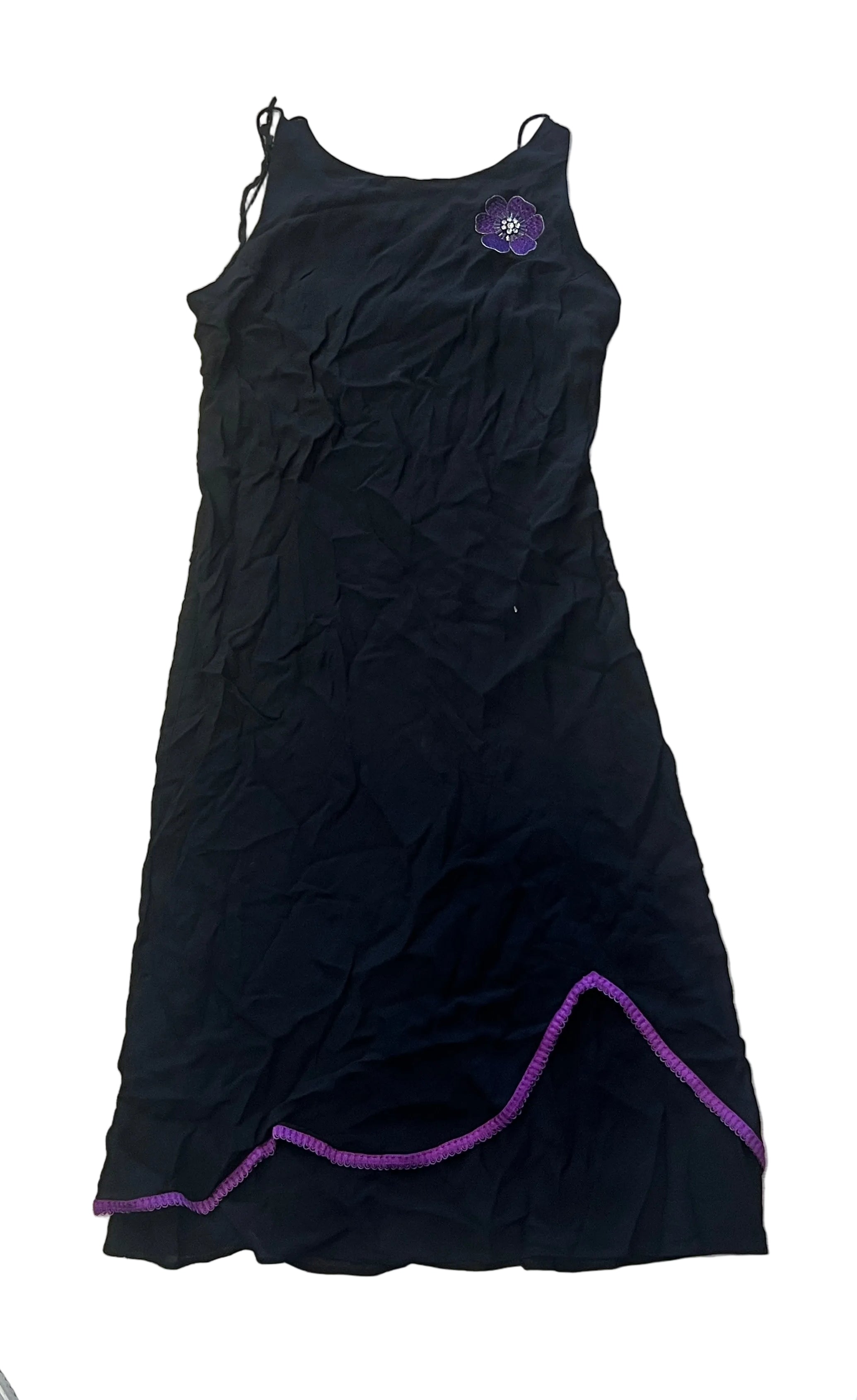 Y2K Vintage Jessica Howard Black Midi Dress with Purple Trim