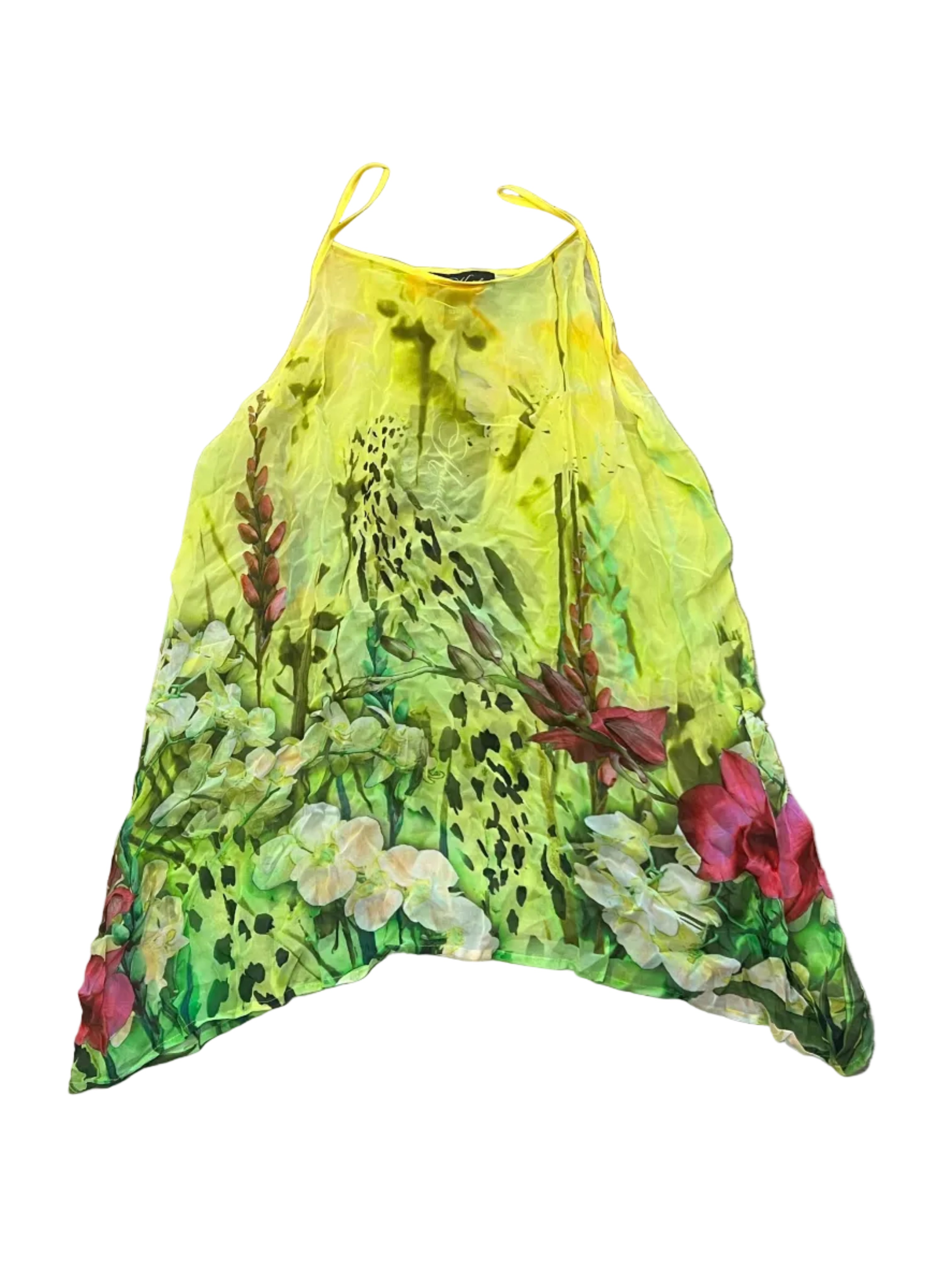 Y2K Tropical Garden Print Slip Dress