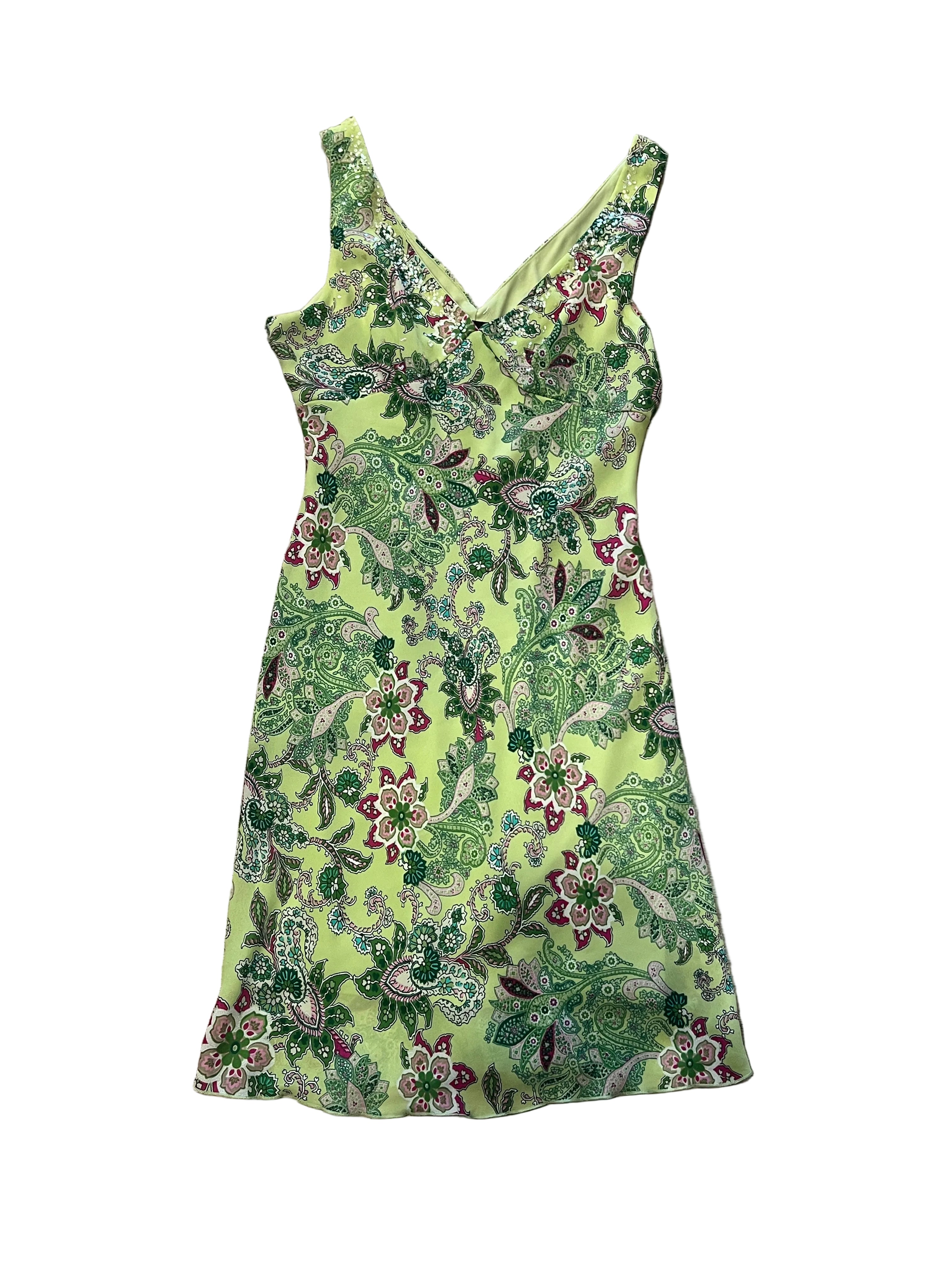 Vintage BYER TOO! Lime Paisley Sequin Dress