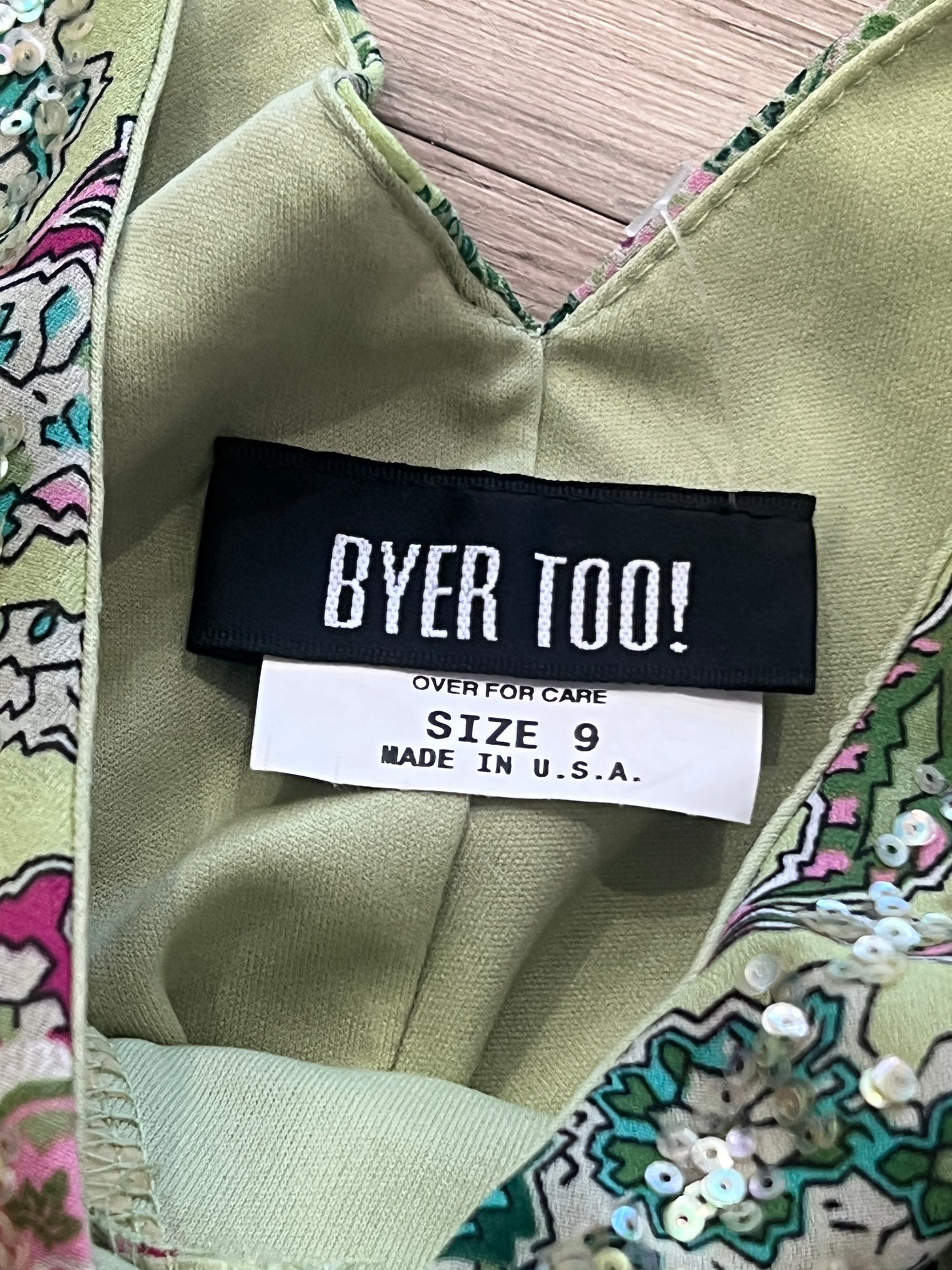 Vintage BYER TOO! Lime Paisley Sequin Dress