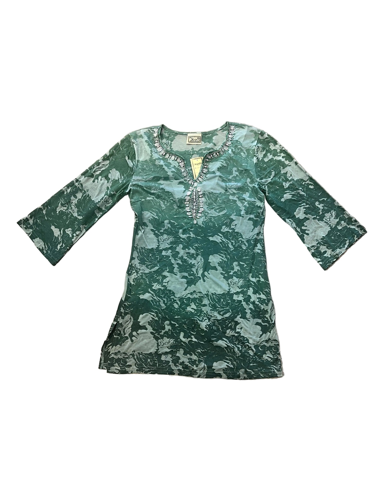 Y2K Kushi Sheer Beaded Tunic Top