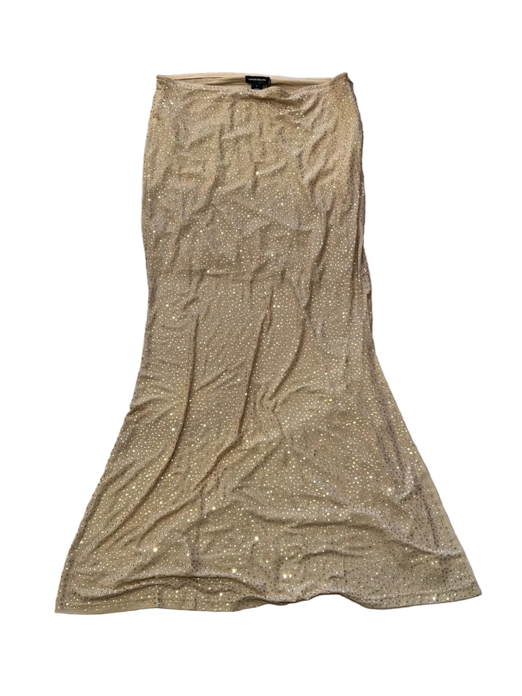 Karen Millen Nude Bedazzled Sheer Maxi Skirt
