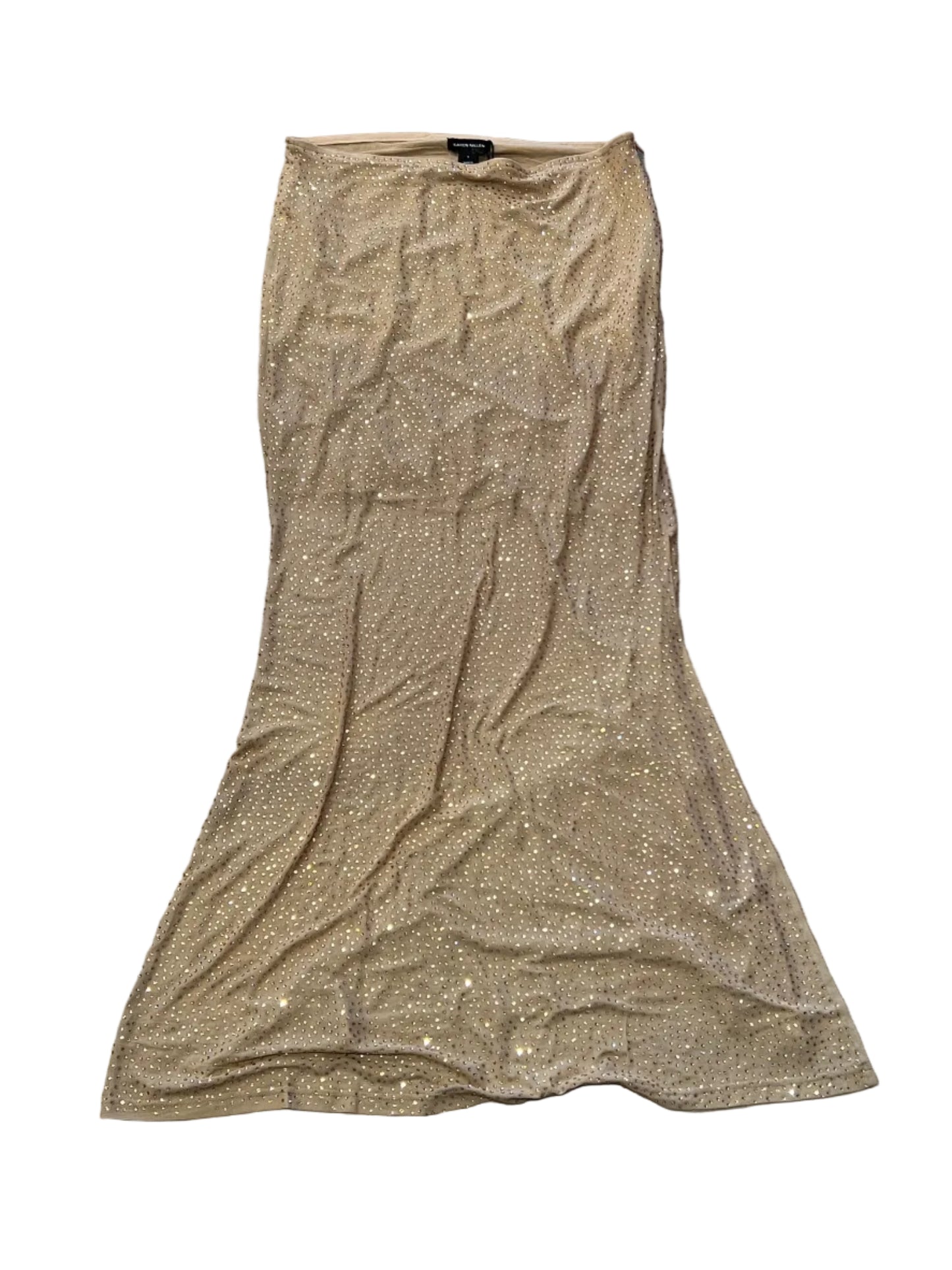Karen Millen Nude Bedazzled Sheer Maxi Skirt