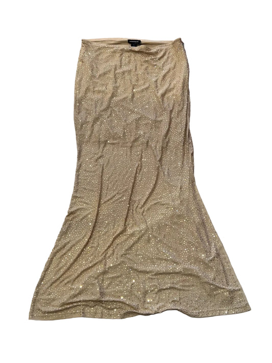 Karen Millen Nude Bedazzled Sheer Maxi Skirt