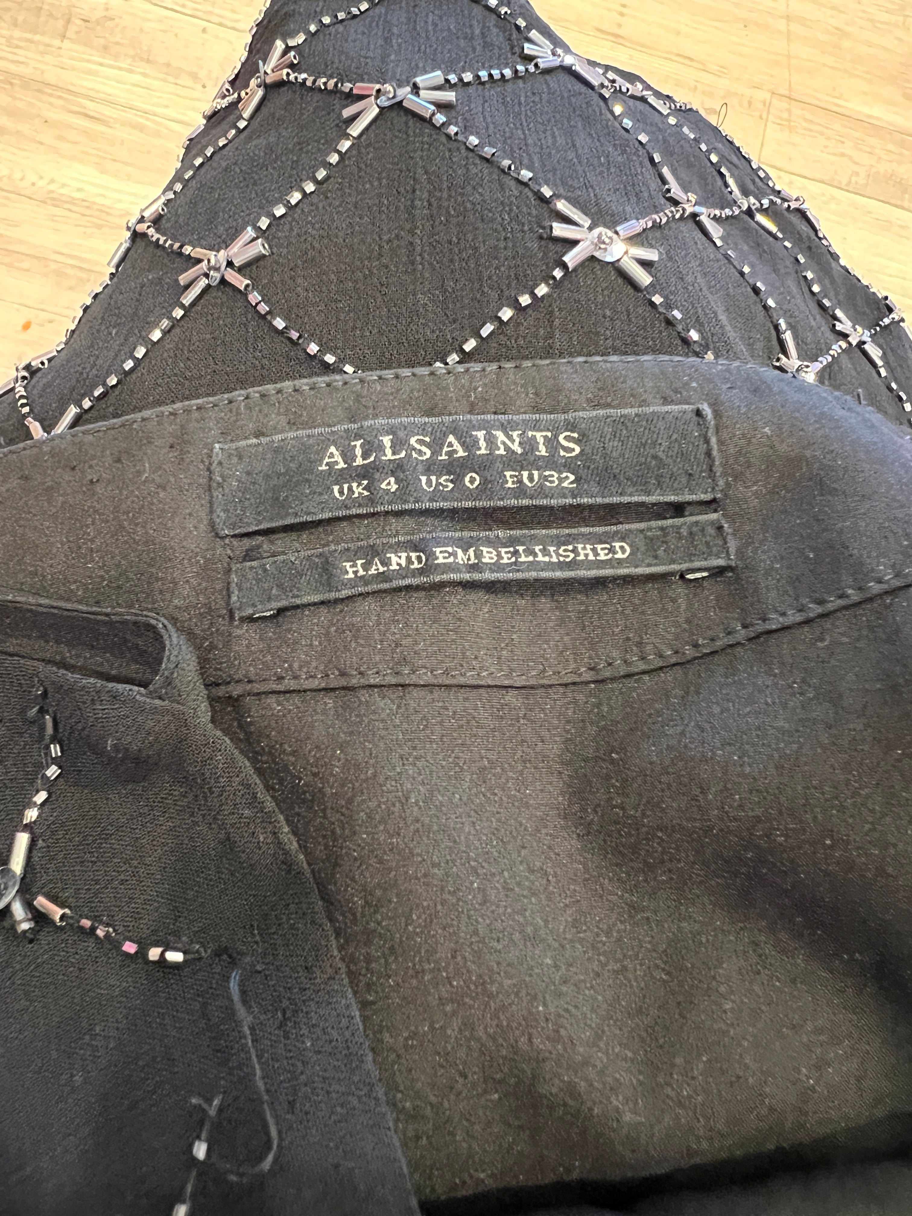 AllSaints Hand-Embellished Beaded Slip Dress