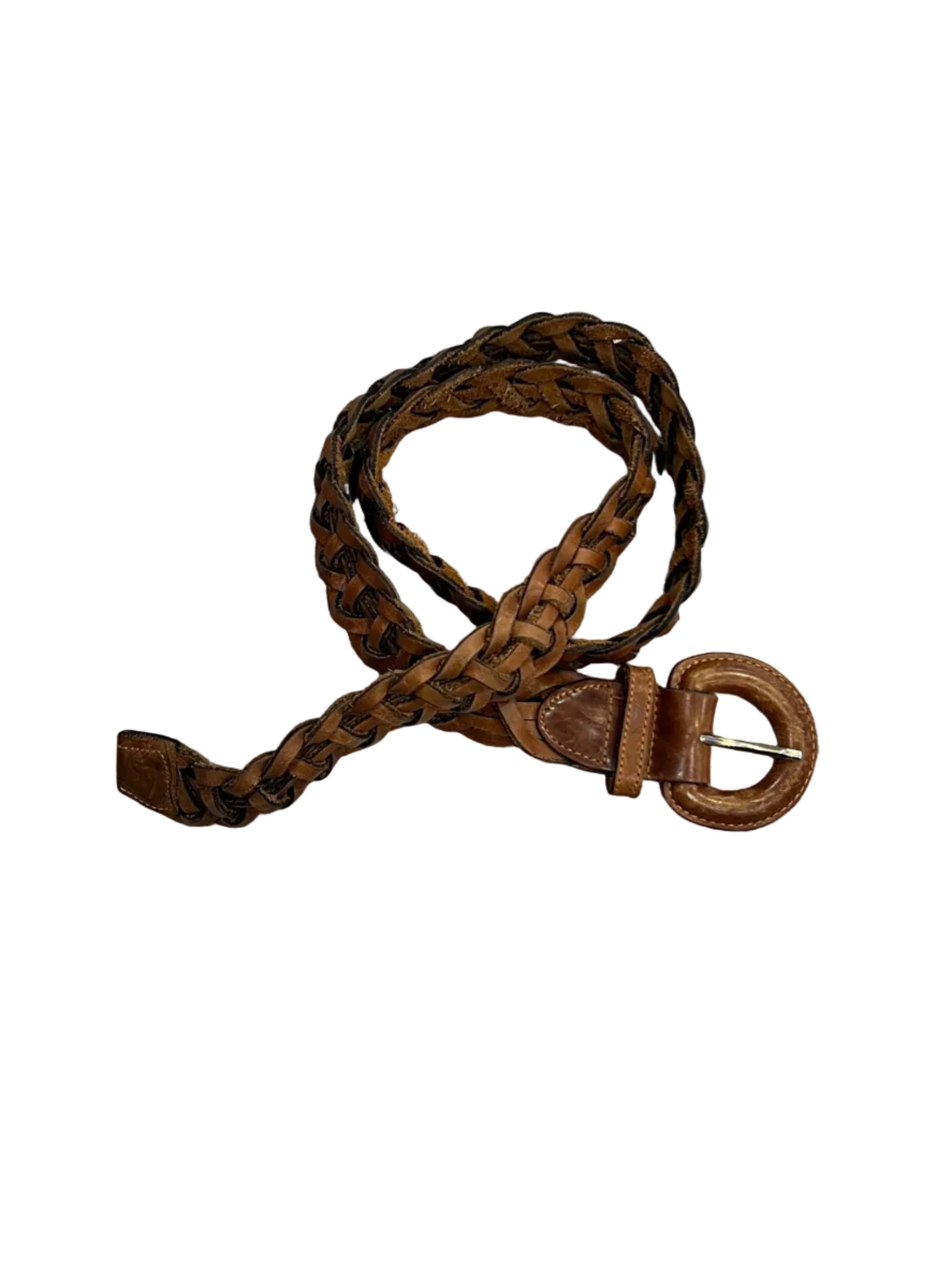 Vintage Genuine Leather Braided Brown Belt
