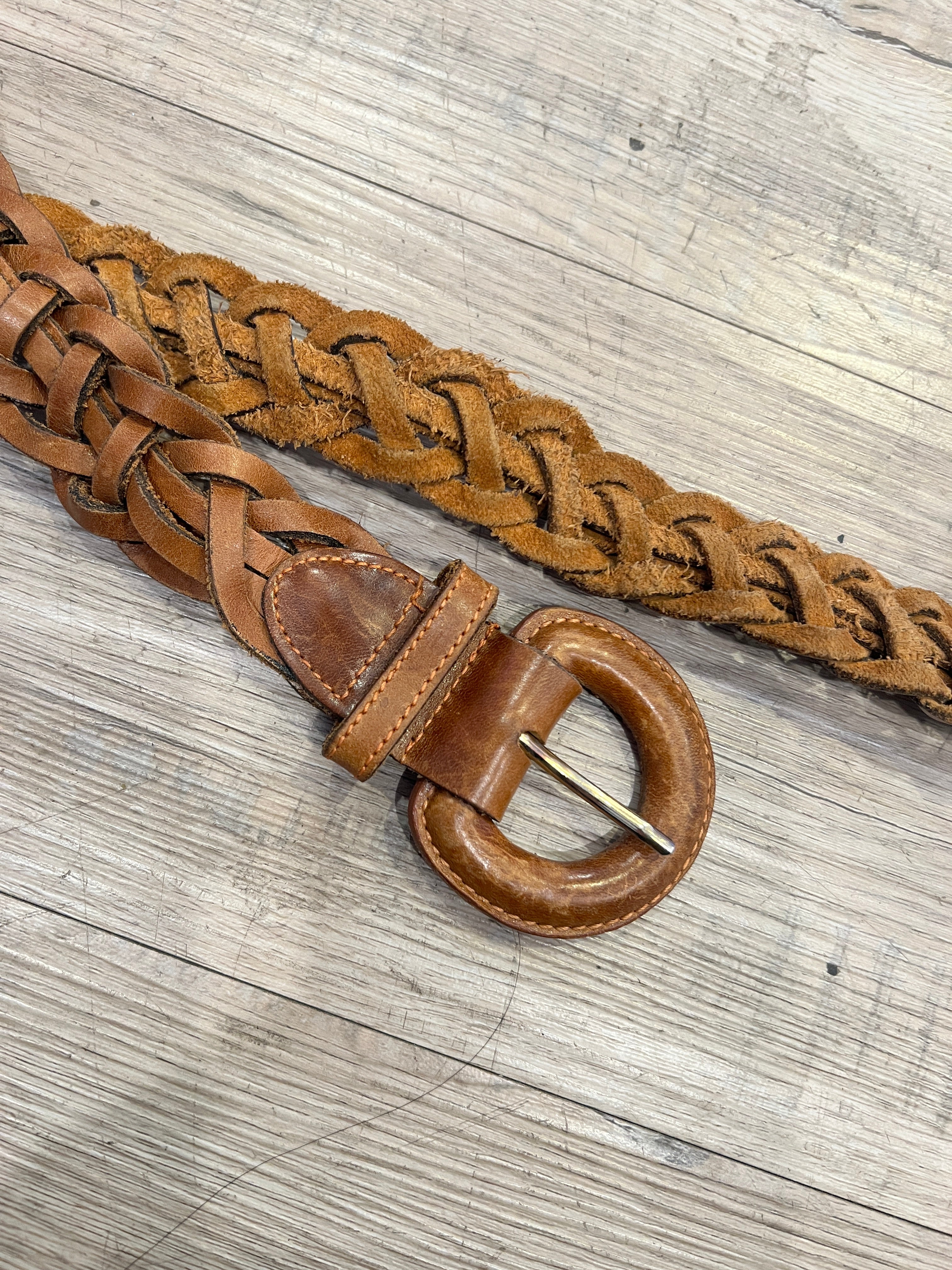 Vintage Genuine Leather Braided Brown Belt