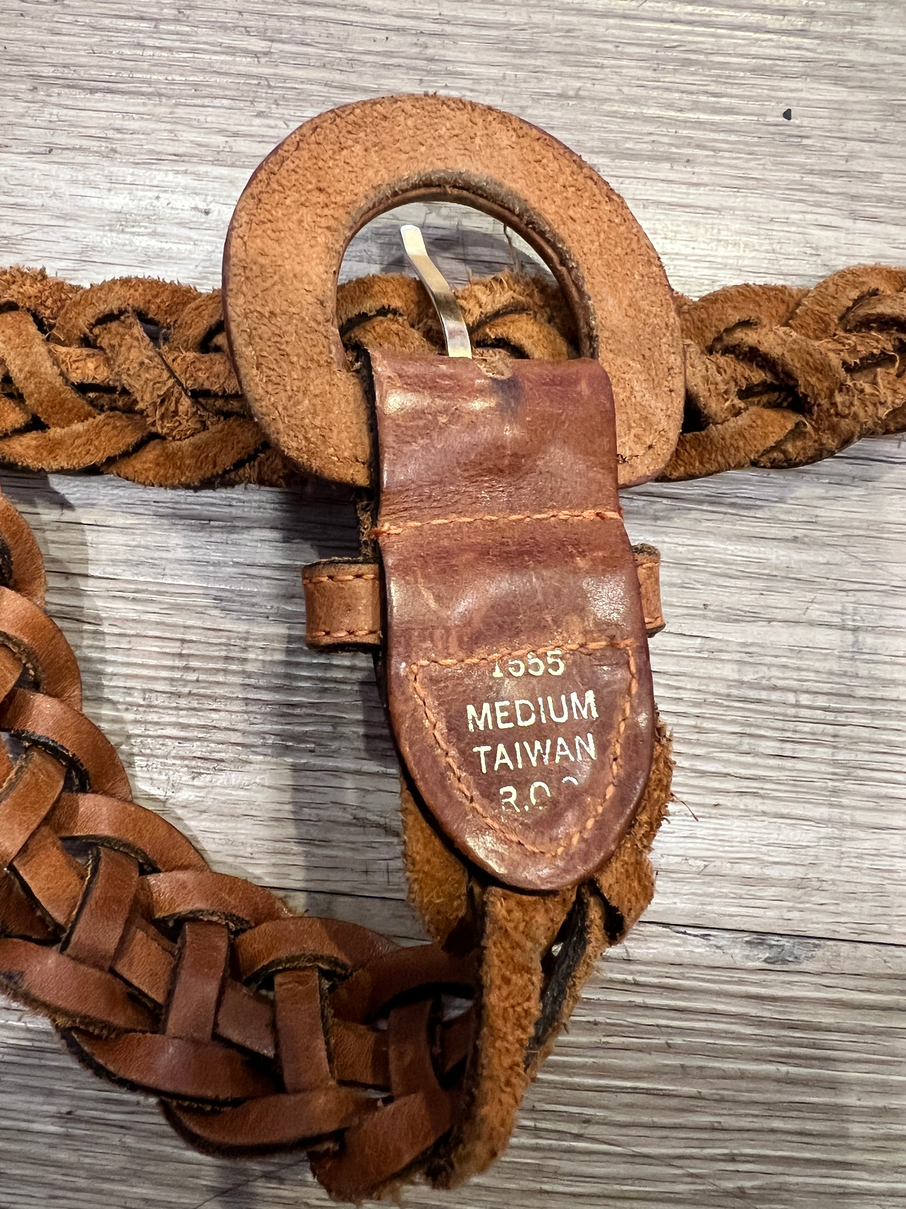 Vintage Genuine Leather Braided Brown Belt