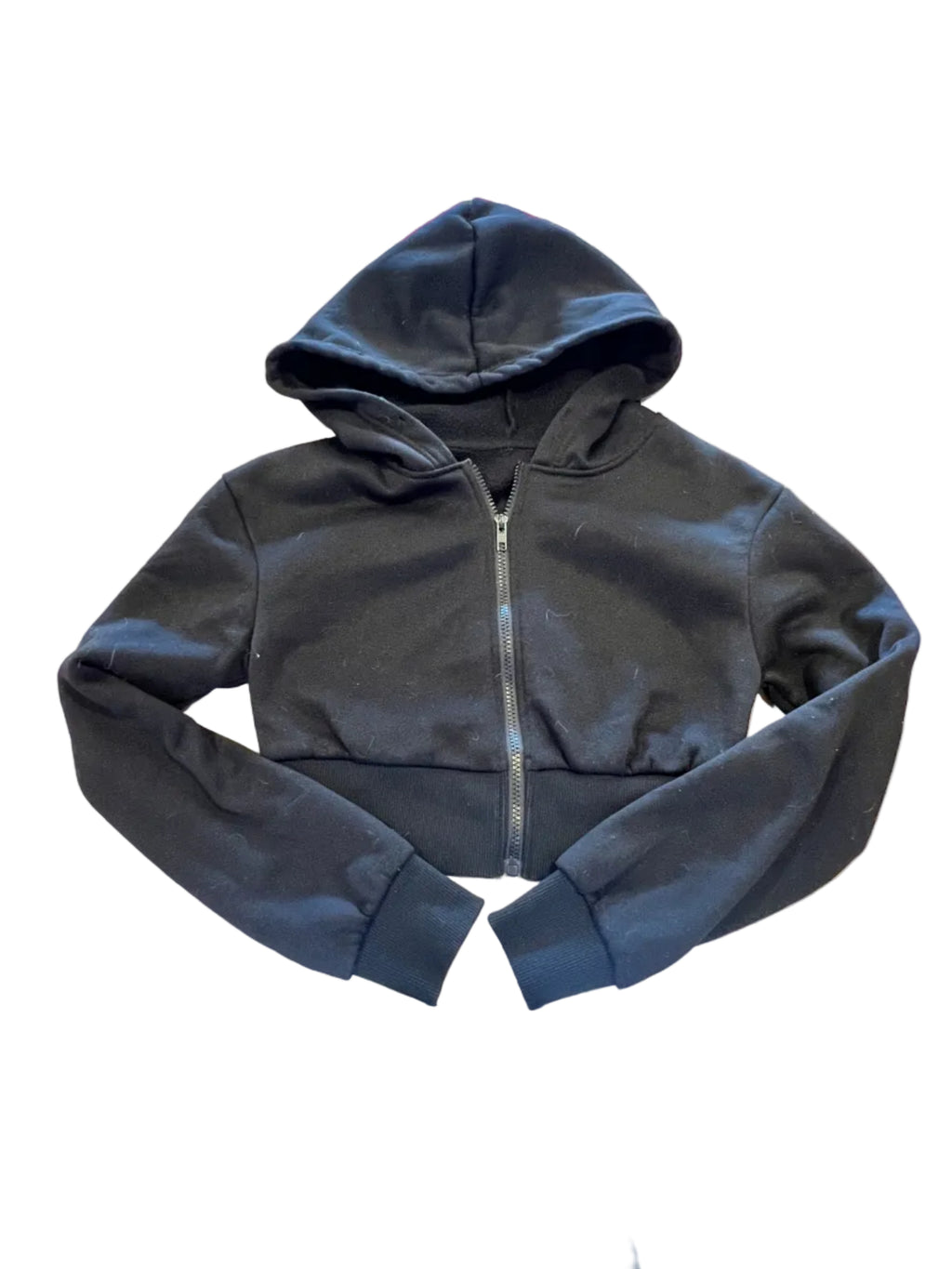 Y2K Cropped Rhinestone “Angel” Black Baby Zip Hoodie Jacket