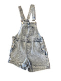 Vintage-Inspired Acid Wash Denim Short Overalls
