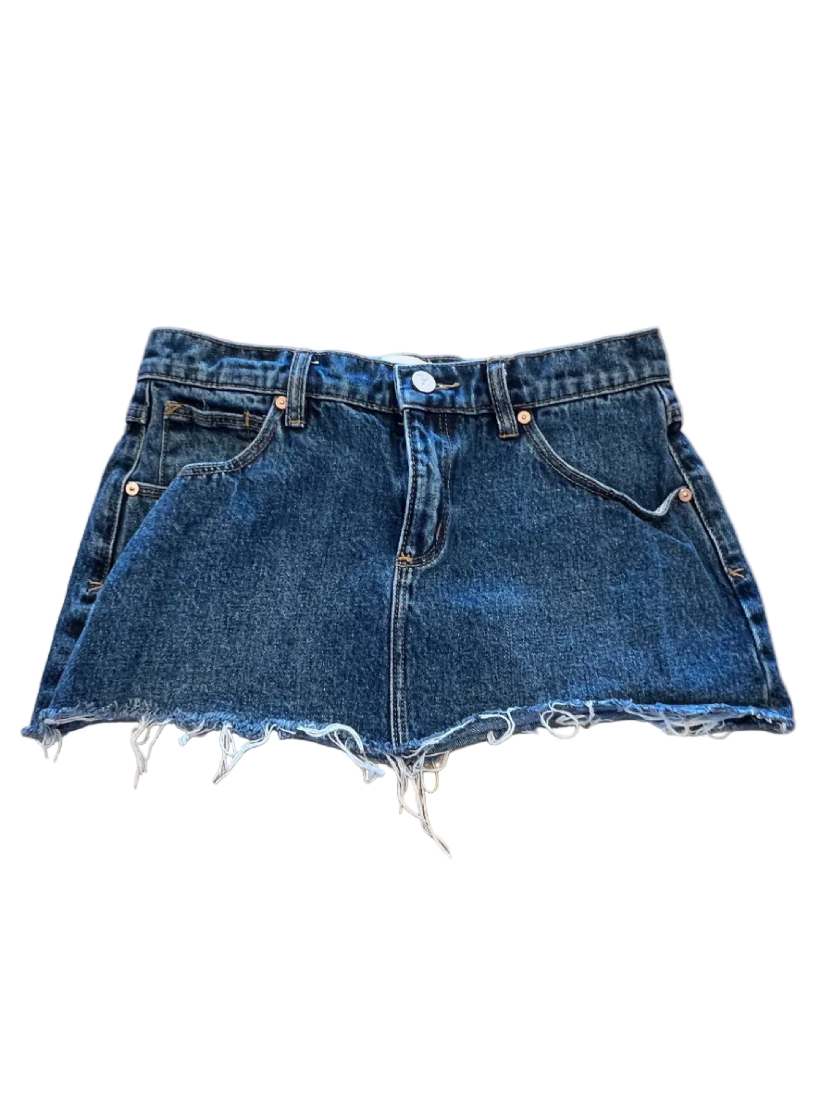 Abrand ’99 Y2K Low Rise Raw Hem Denim Mini Skirt